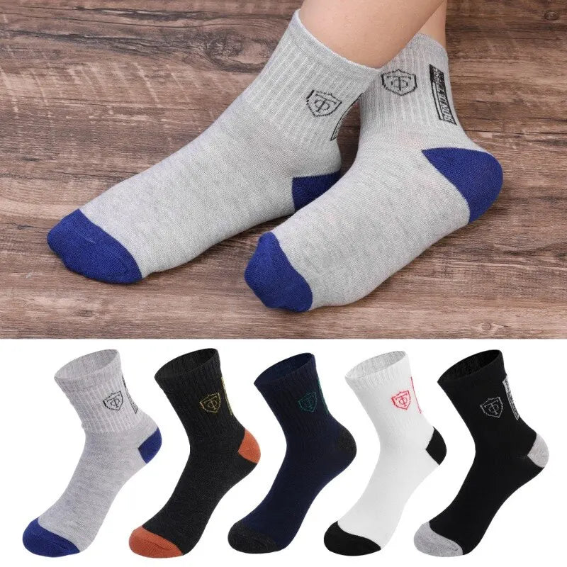 5 pairs of breathable cotton sports socks men's bamboo fiber spring, summer and autumn men's socks sweat deodorant business sock