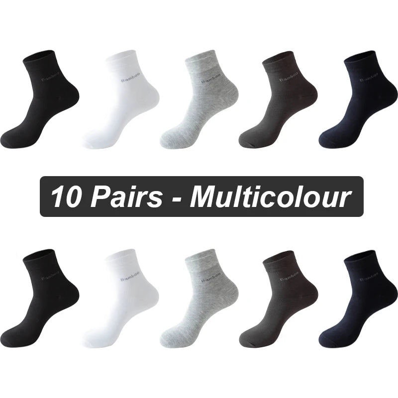 10Pairs Bamboo Fiber Socks Men Casual Business Anti-Bacterial Comfortable Breatheable High Quality Sock Male Plus Size EU38-46