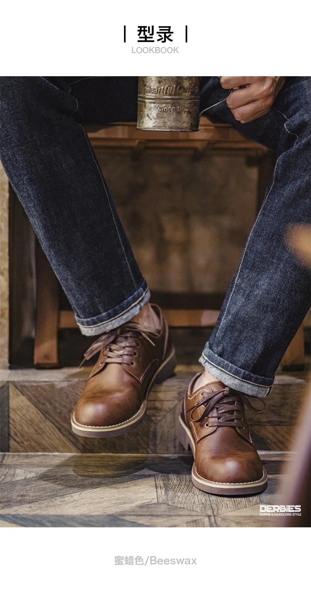 Maden Men's Vintage Split Leather Dress Shoes Classic Low-top Work Boots Round-toed Shoes for Spring Fall Smart Casual Shoes