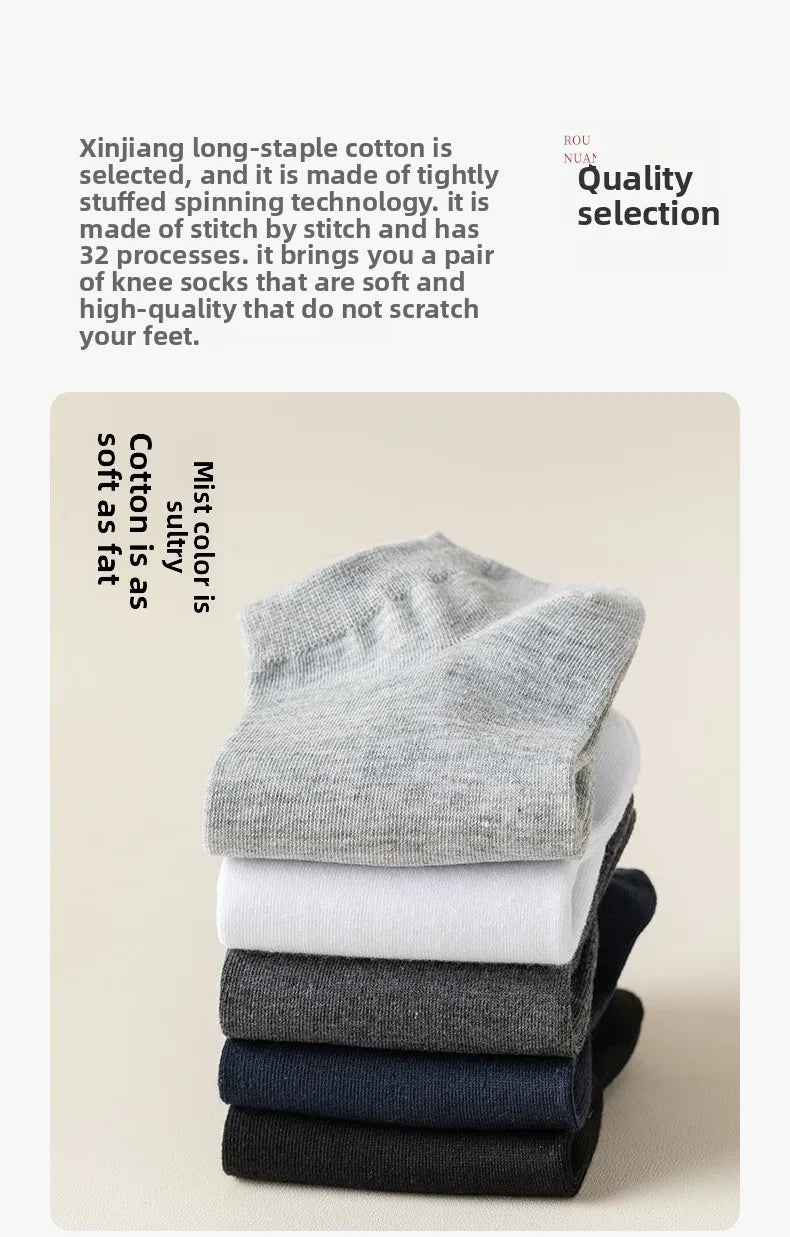 Brand 100% Cotton Men Socks Summer Thin Breathable Socks High Quality No Show Boat Socks Black Short For Students Size 39-44