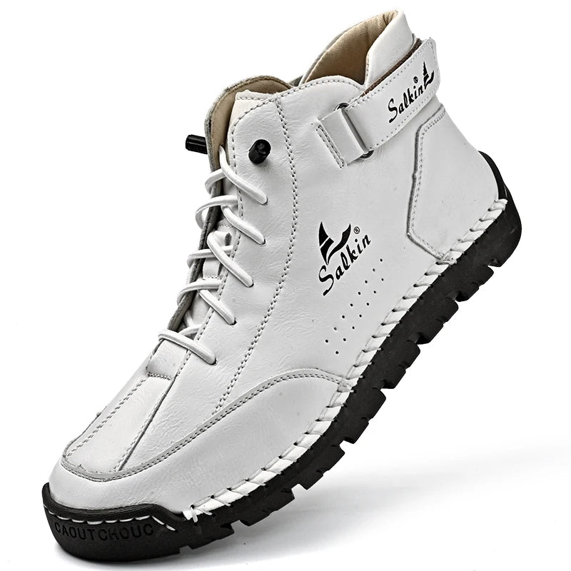 Handmade Leather Men's Boots Breathable Booties Casual Leather Shoes Man Outdoor Design Sneakers For Men Ankle Boots Boats