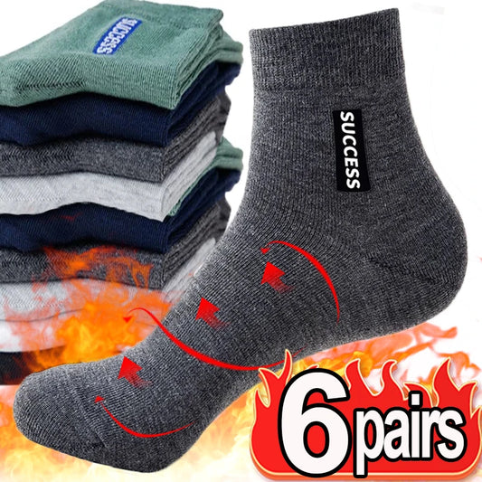 6 Pairs Bamboo Fiber Autumn Winter Men Socks Breathable Cotton Sports Sock Breathable Deodorant Business Socks Plus Size 38-47