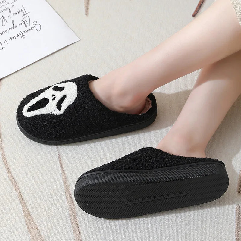 Men's Classy New Halloween Skull Cartoon Warm Winter Cotton Slippers for Men and Women Couples Home Indoor Cotton Slippers for Men