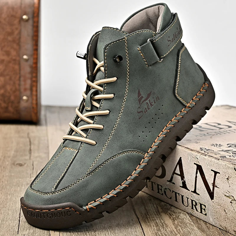 Handmade Leather Men's Boots Breathable Booties Casual Leather Shoes Man Outdoor Design Sneakers For Men Ankle Boots Boats