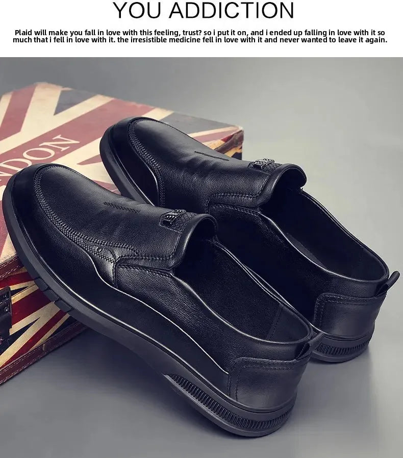 Casual Men's Leather Shoes Anti-slip Wear-resistant Business Style Spring New Arrival Comfortable Polyurethane Upper PVC Outsole