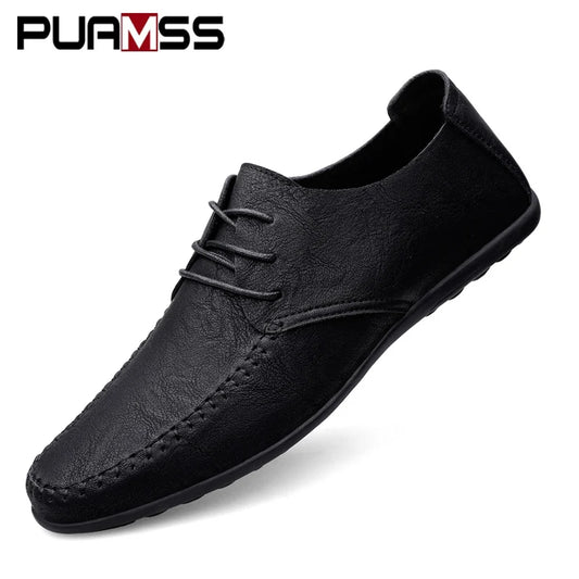Leather Men Shoes Fashion Formal Men Shoes Moccasins Italian Breathable Male Driving Shoes Black Plus Size 38-47