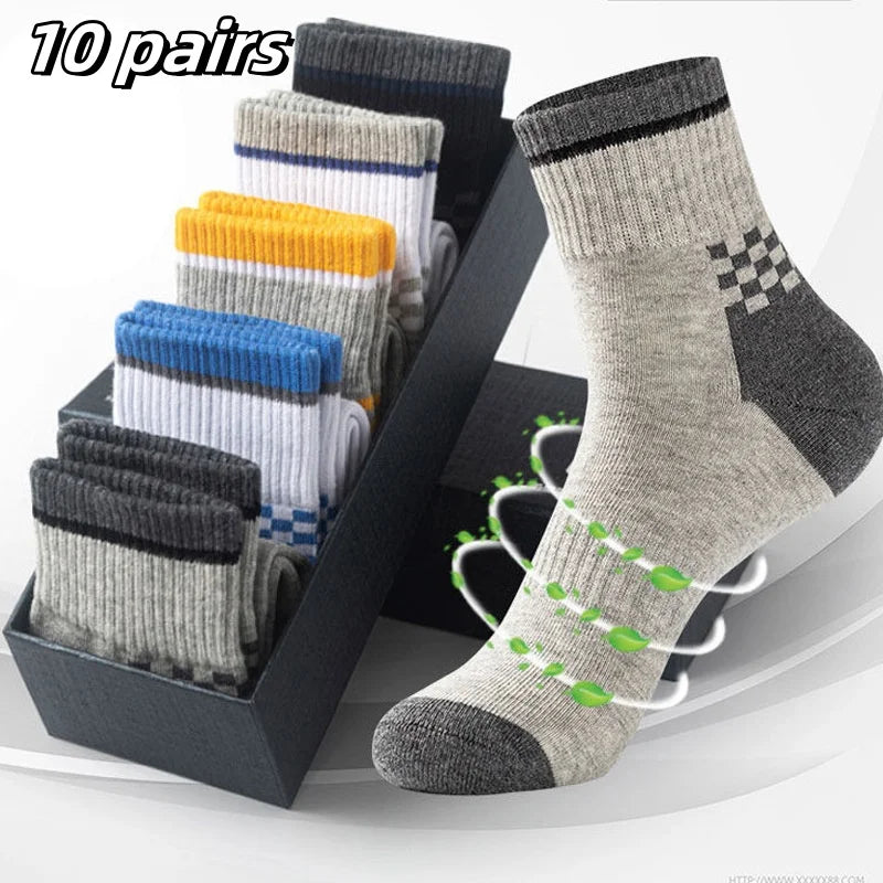 5 pairs of breathable cotton sports socks men's bamboo fiber spring, summer and autumn men's socks sweat deodorant business sock