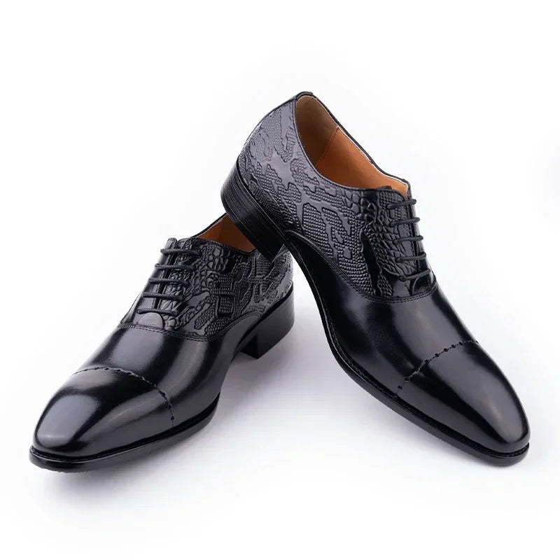 Men's Genuine Leather Oxford Shoes High Quality Italian Design for Business Lace Up Formal Office Casual Dress Weddings Pointed