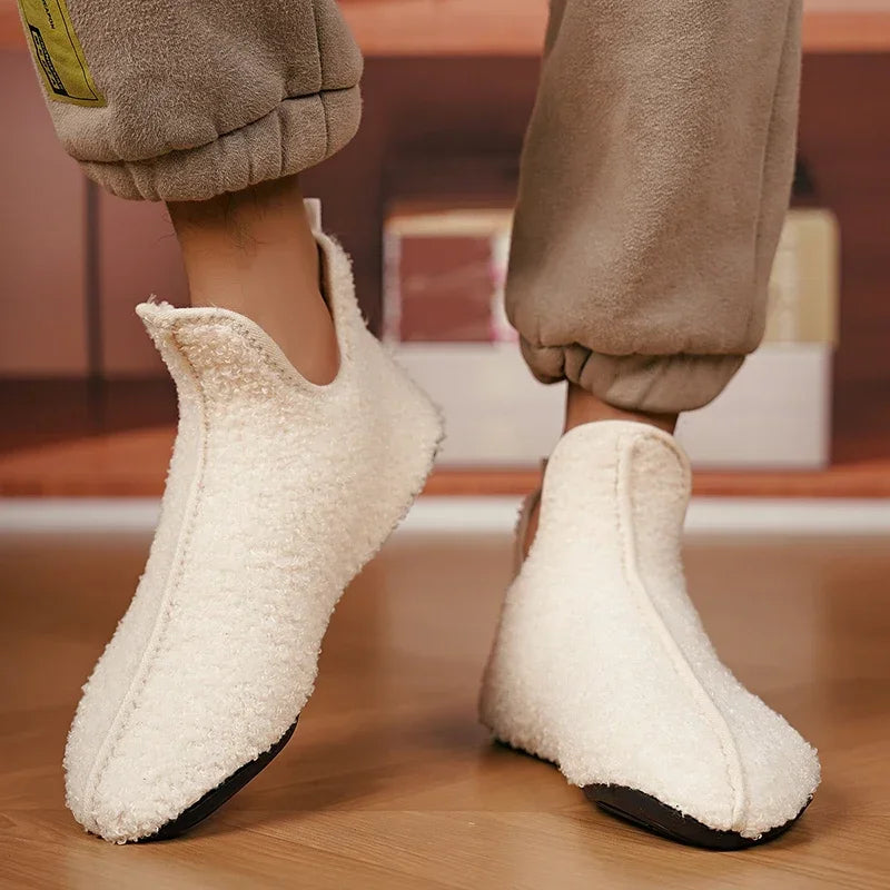 YRZL Winter Slippers Men Couple Slippers Non-slip Warm Women and Men Slipper Indoor Soft Shoes Comfortable Flat Home Cotton Shoe