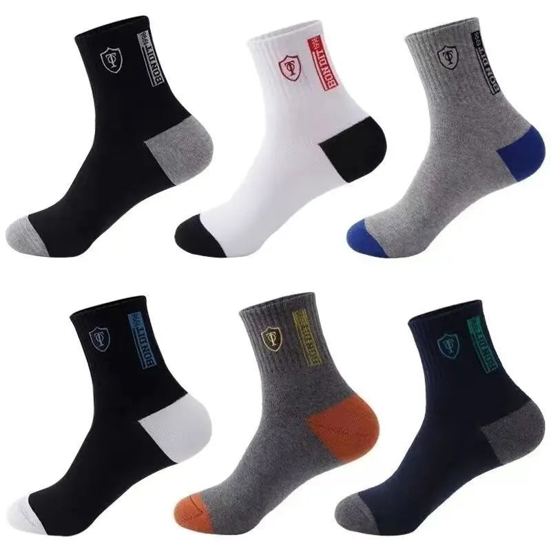 5 pairs of breathable cotton sports socks men's bamboo fiber spring, summer and autumn men's socks sweat deodorant business sock
