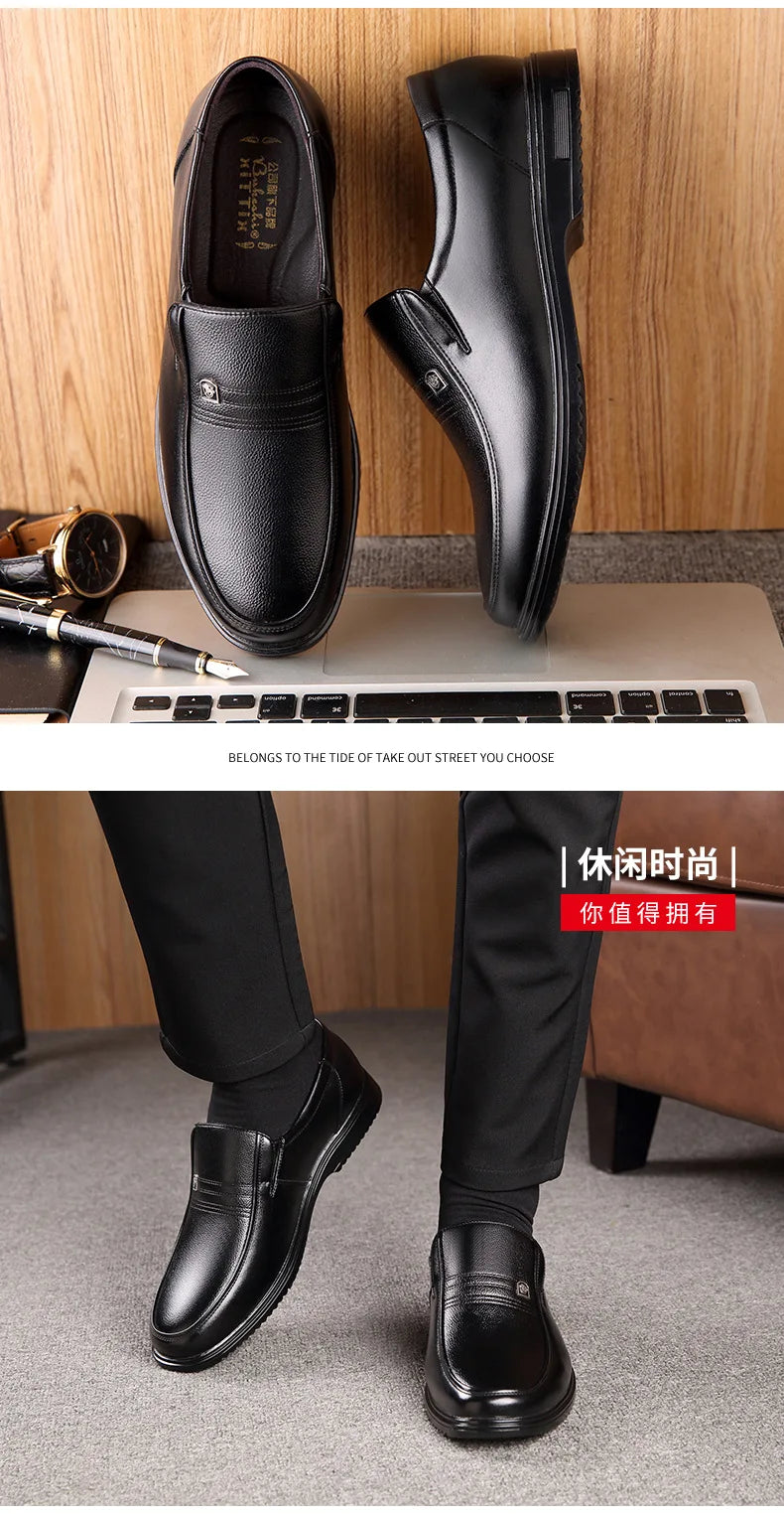 Genuine Leather Handmade Shoes Men Loafers Slip On Business Casual Shoes Classic Soft Leather Hombre Breathable Men Shoes Flat