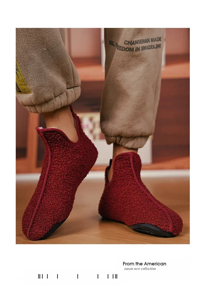 YRZL Winter Slippers Men Couple Slippers Non-slip Warm Women and Men Slipper Indoor Soft Shoes Comfortable Flat Home Cotton Shoe