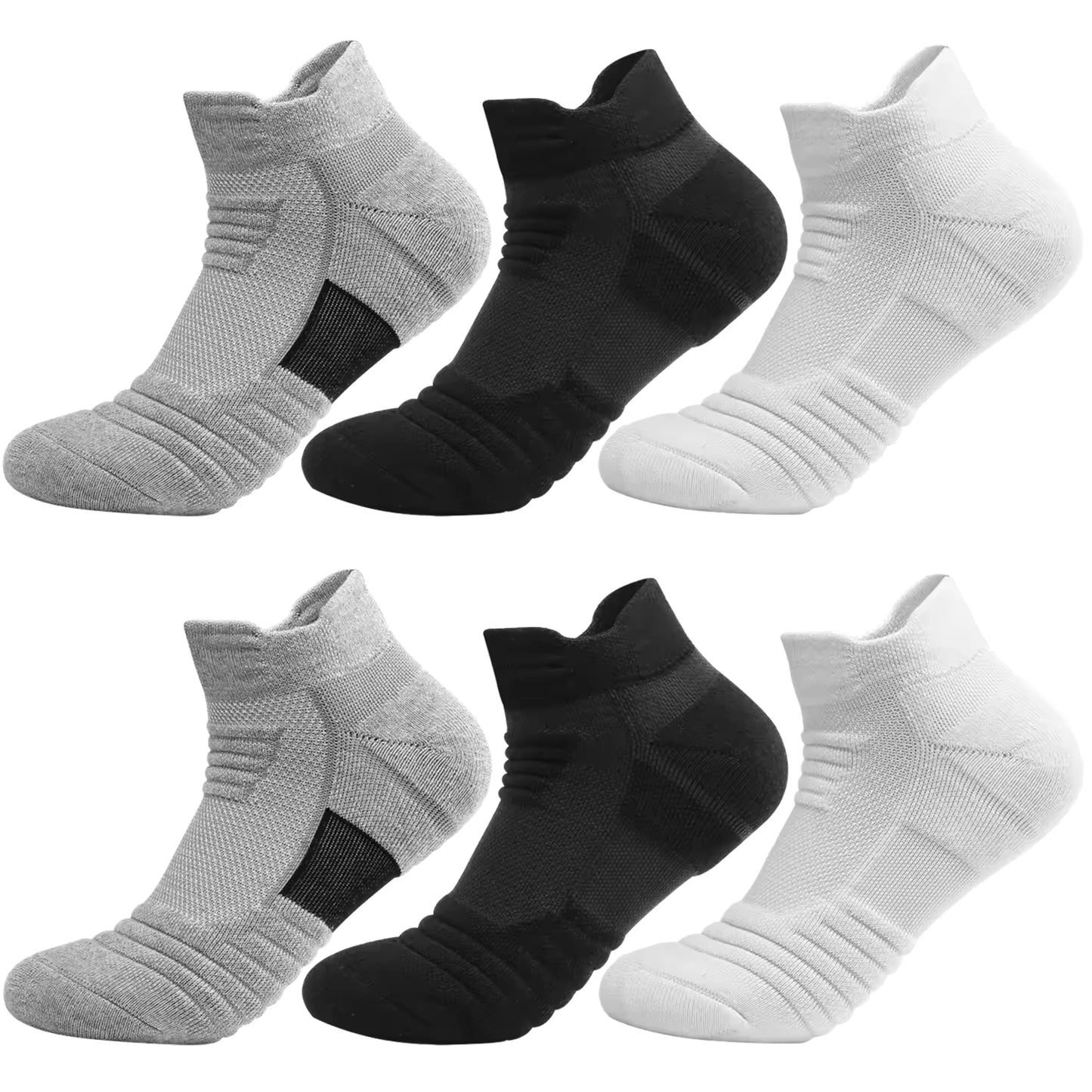 6/12Pairs Breathable Mesh Athletic Terry Socks Cushioned Moisture-managing and Durable Reduces Foot for Running Hiking & Sports
