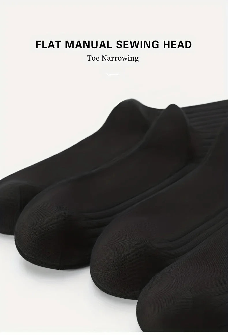 6 Pairs of Men's Pure Color Vertical Pattern Mid-Calf Socks, Versatile Black Socks for Business All Seasons, Breathable