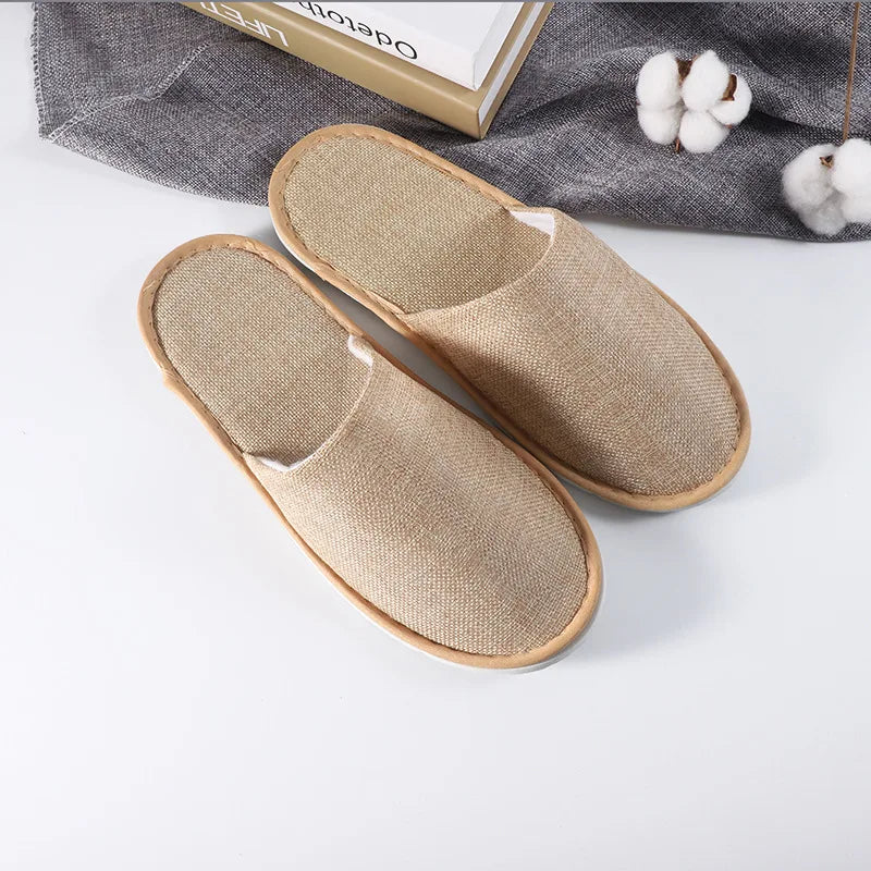 New Casual Unisex Indoor Home Slippers Cotton linen Soft Slippers Autumn Winter Flip Slops Women Men Linen Slides Slippers