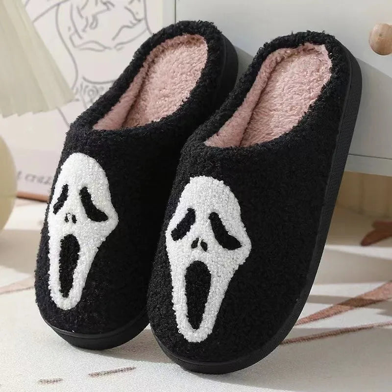 Men's Classy New Halloween Skull Cartoon Warm Winter Cotton Slippers for Men and Women Couples Home Indoor Cotton Slippers for Men