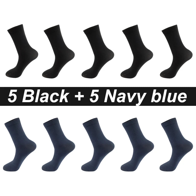 10Pairs/Lot Men Combed Cotton Socks Black Casual Business Breathable High Quality Man Sock New For Male Plus Size EU38-48
