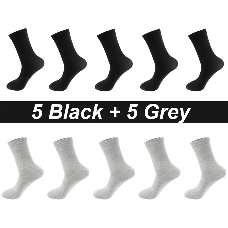 10Pairs/Lot Men Combed Cotton Socks Black Casual Business Breathable High Quality Man Sock New For Male Plus Size EU38-48