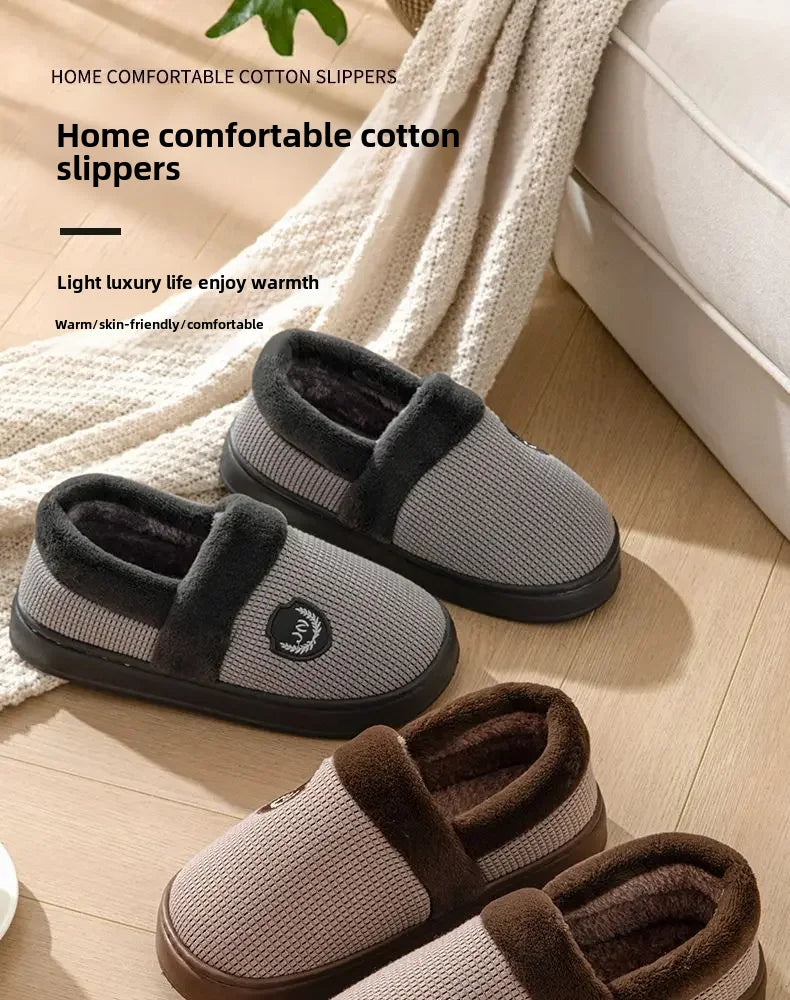 2023 New Winter Fleece-lined Cotton Slippers For Men Women Home Use Non-slip Thick Bottom Indoor Outdoor Wear Couples Warm