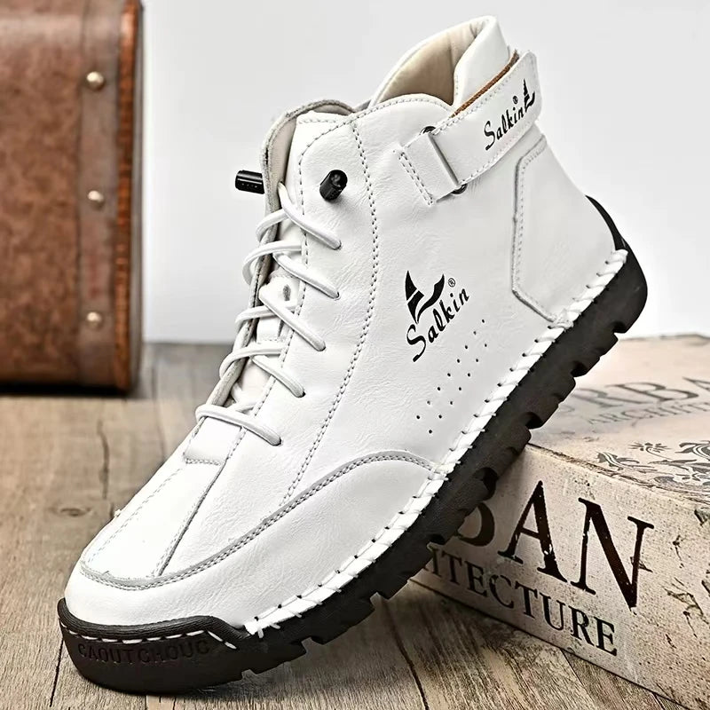Handmade Leather Men's Boots Breathable Booties Casual Leather Shoes Man Outdoor Design Sneakers For Men Ankle Boots Boats