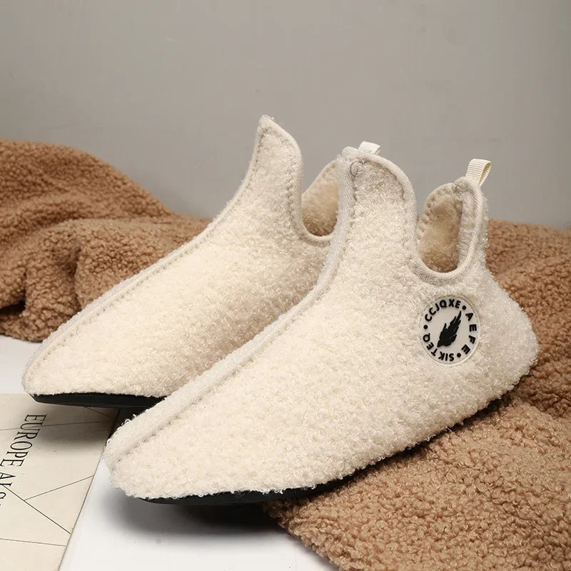 YRZL Winter Slippers Men Couple Slippers Non-slip Warm Women and Men Slipper Indoor Soft Shoes Comfortable Flat Home Cotton Shoe