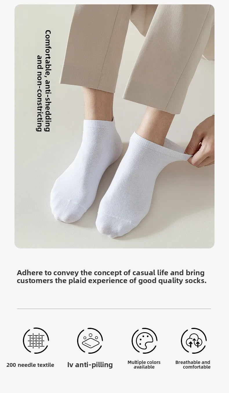 Brand 100% Cotton Men Socks Summer Thin Breathable Socks High Quality No Show Boat Socks Black Short For Students Size 39-44