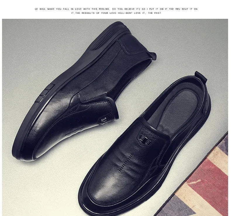 Casual Men's Leather Shoes Anti-slip Wear-resistant Business Style Spring New Arrival Comfortable Polyurethane Upper PVC Outsole