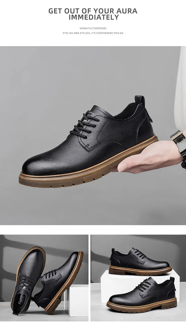 52/2000  CLOHOO handmade men's shoes business casual leather shoes breathable soft sole comfortable classic lace-up men's shoes