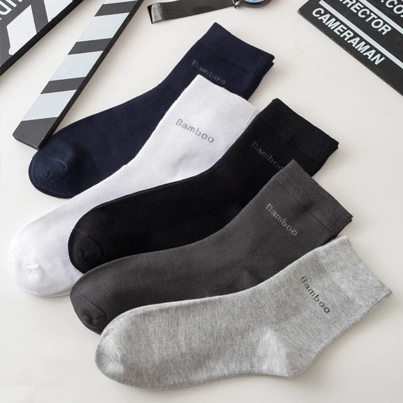 10Pairs Bamboo Fiber Socks Men Casual Business Anti-Bacterial Comfortable Breatheable High Quality Sock Male Plus Size EU38-46