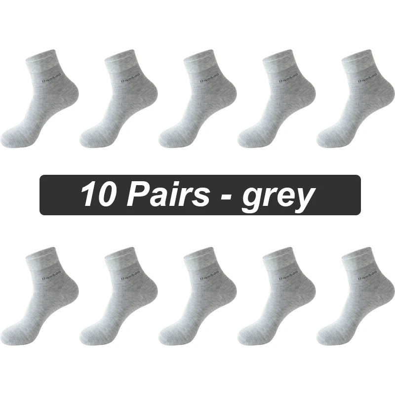 10Pairs Bamboo Fiber Socks Men Casual Business Anti-Bacterial Comfortable Breatheable High Quality Sock Male Plus Size EU38-46