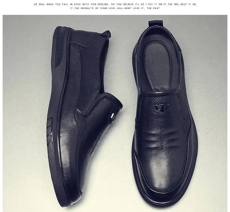 Casual Men's Leather Shoes Anti-slip Wear-resistant Business Style Spring New Arrival Comfortable Polyurethane Upper PVC Outsole